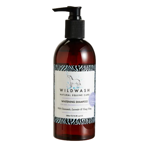 Bottle of Wildwash Whitening Shampoo on a white background